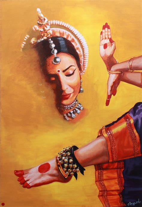 The Bhakti Of The Bharatnatyam Dancer Oil Painting On Canvas Exotic