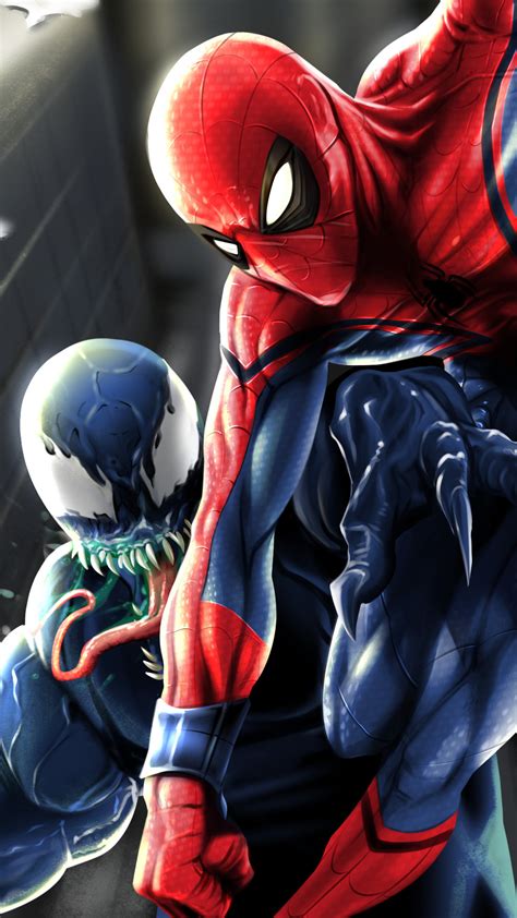 Venom suited spiderman though is about as tough a hero as you can get. 2160x3840 Spiderman And Venom Art Sony Xperia X,XZ,Z5 ...
