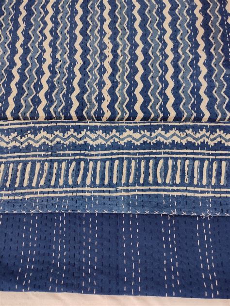 Printed Indigo Blue 100 Cotton Kantha Bedcover At Rs 2200 In Jaipur