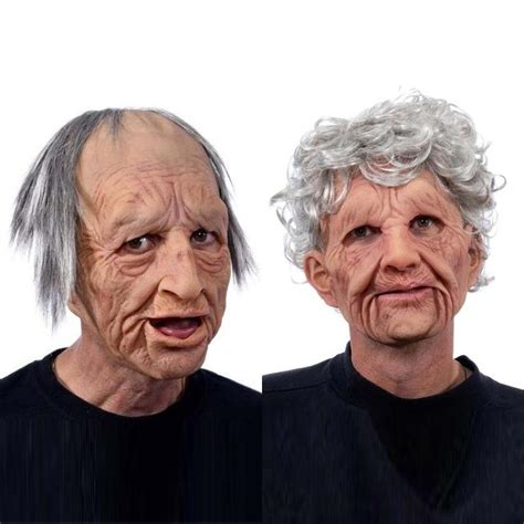 Halloween Headgear Funny Grandmagrandpa Latex Mask Wig Elderly Cosplay