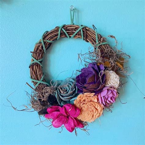 Colorful Wreath Colorful Wreath Wooden Flowers Grapevine Wreath