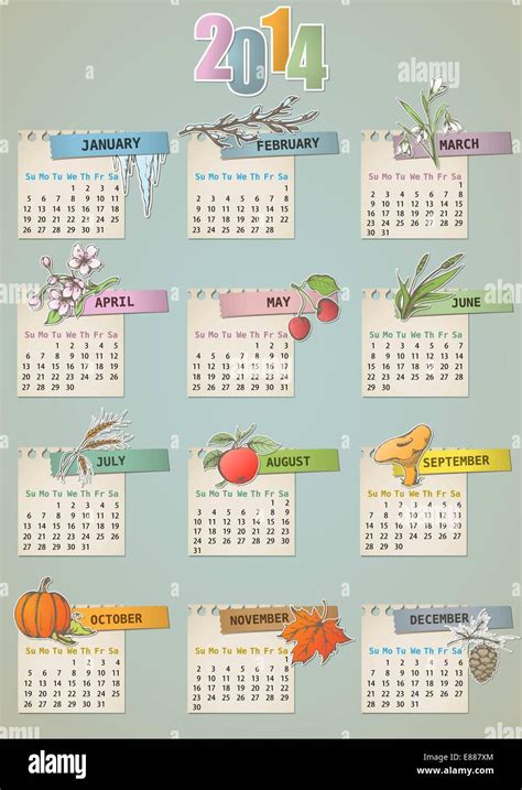 Calendar 2014 Stock Vector Images Alamy