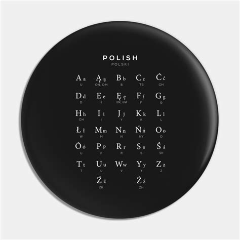 Polish Alphabet Chart Poland Language Chart Black Polish Pin