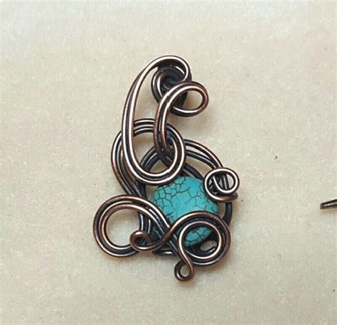 18gauge Copper Wire Pendant With Turquoise Howlite Wire Pendant