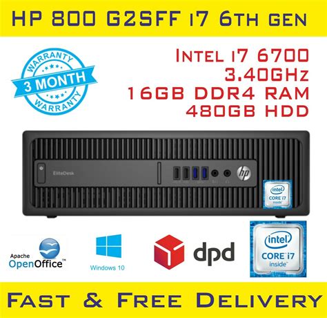 Hp Elitedesk 800 G2 Sff Intel Core I7 6700 34ghz 16gb Ddr4 Ram 480ssd