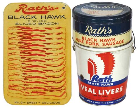 Rath Packing Co Sign Pail And Tin 3 Black Hawk