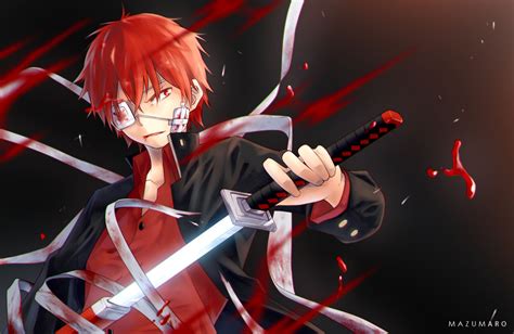 Akashi Kuroyuki Blood Eye Patch Red Eyes Red Hair Sword Wallpaper