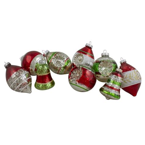 Northlight 9 Pack Silver Glass Finial Indoor Ornament Set In The Christmas Ornaments Department