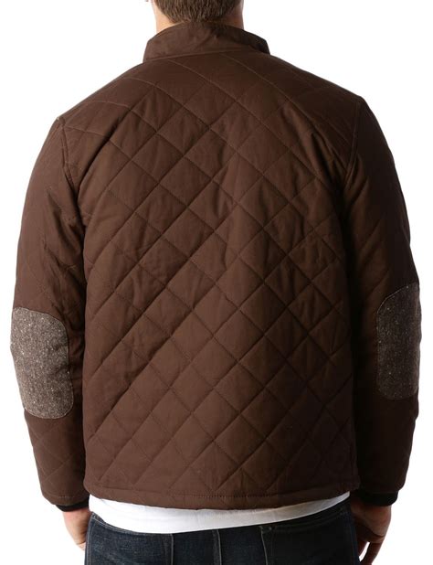 Mens Lightweight Quilted Full Zip Bomber Jacket With Elbow Patches