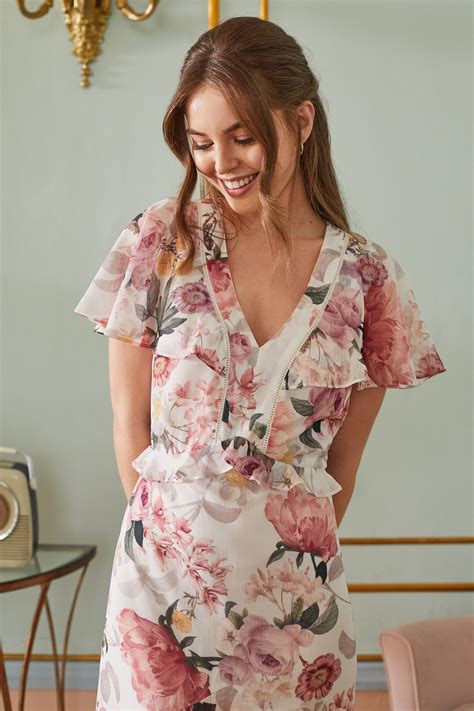 Buy Love And Roses Cape Flutter Sleeve Ruffle V Neck Tiered Summer Maxi Dress From Next Ireland
