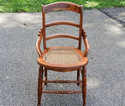 Antique Wooden Chair Burl Wood Inset Woven Cane Mahogany Etsy
