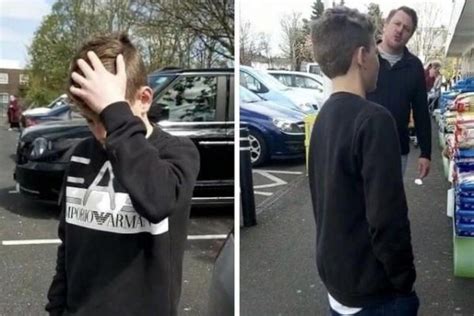 furious dad forces son to apologise to asda staff after he threatened to cut them up video