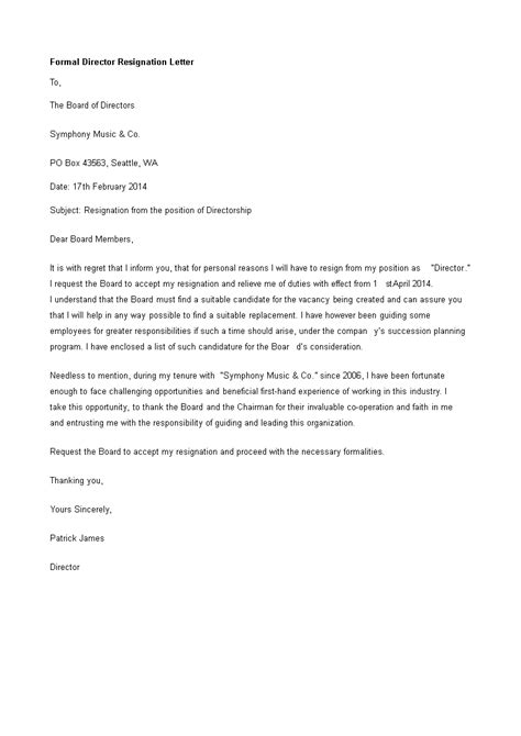 Director Resignation Letter Template
