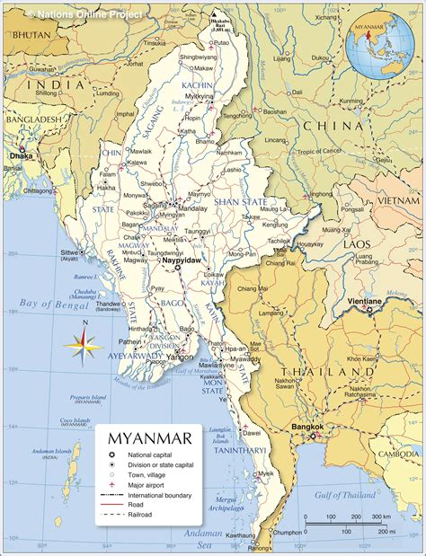 Political Map of Myanmar - Nations Online Project