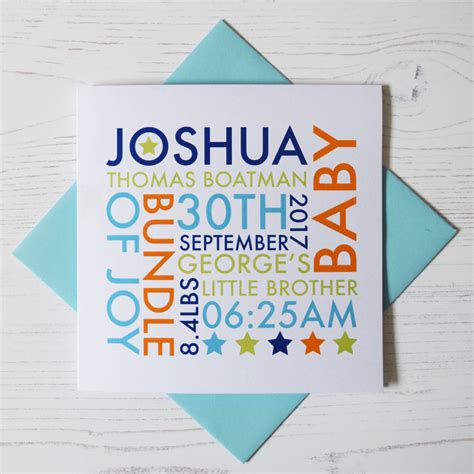 Personalised New Baby Boy Card By Jodie Gaul