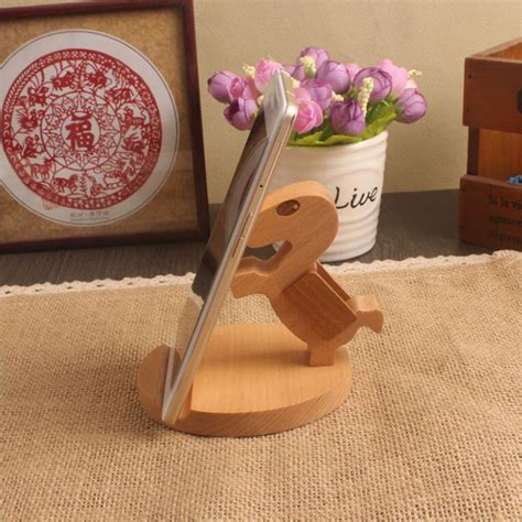 Decoration Pony Wooden Phone Holder Natural Beech Wood Cute Creative