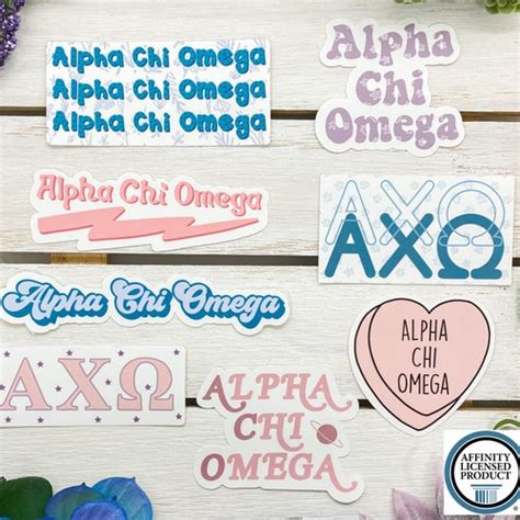 Alpha Chi Omega Sorority Sticker Pack Perfect For Bid Day Etsy