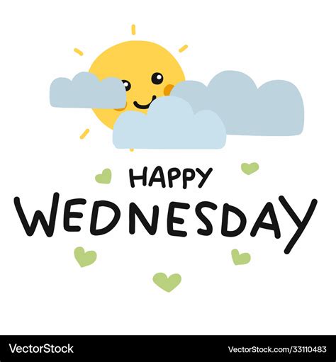 Happy Wednesday Cute Sun Smile And Cloud Cartoon Vector Image