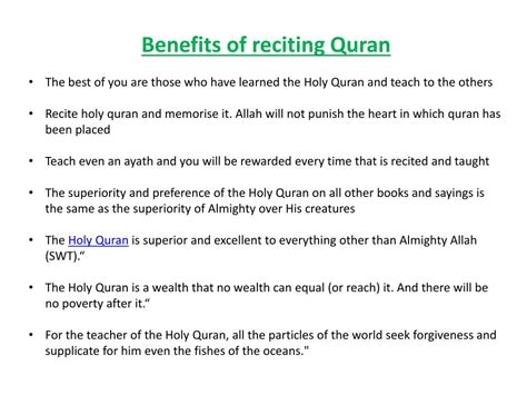 Ppt Importance And Benefits Of Quran In Islam Powerpoint Presentation