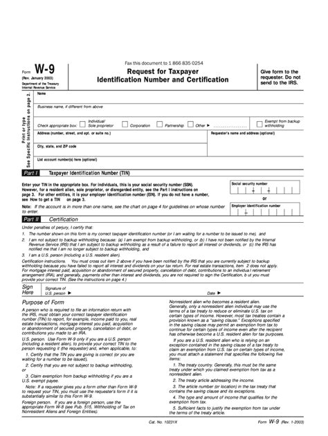 2003 Form Irs W 9 Fill Online Printable Fillable Blank Pdffiller