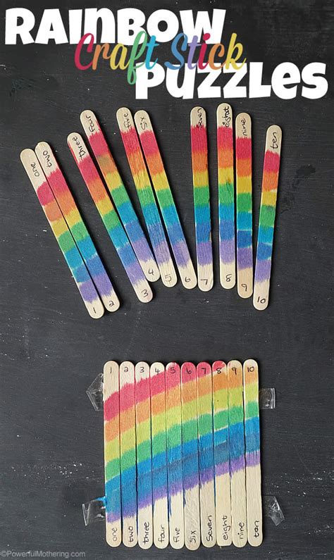 DIY Rainbow Craft Stick Counting Puzzle For Kids
