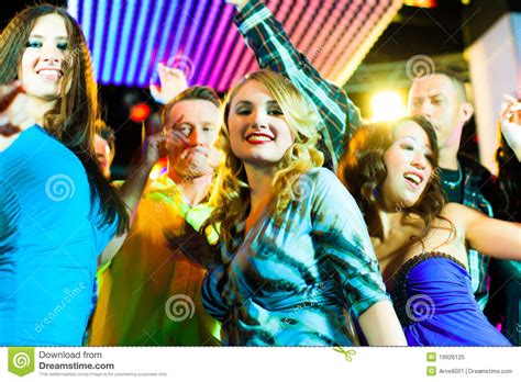 Party People Dancing In Disco Or Club Stock Image Image Of Light