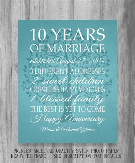 Your 10th wedding anniversary is an important stage in your marriage, so it's definitely worth celebrating. 10 Year Anniversary Gift Canvas Print Wedding Anniversary ...