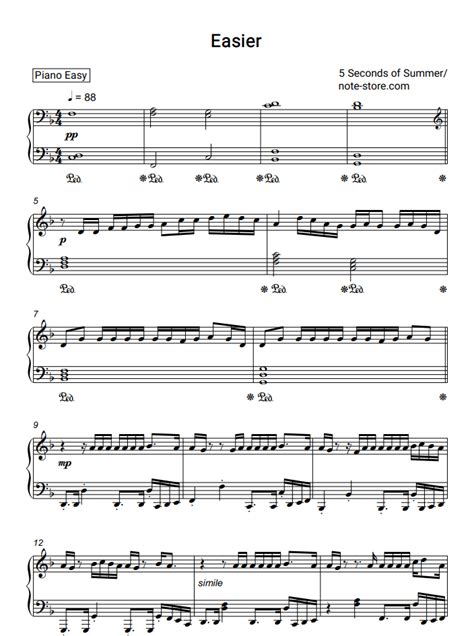 5 Seconds Of Summer Easier Sheet Music For Piano Download Piano
