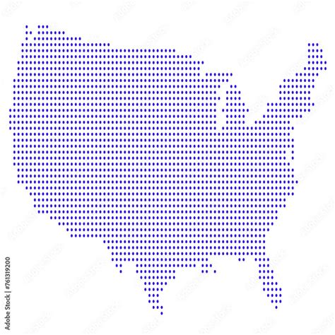 Dotted Pattern Usa Map Isolated On A White Background United States Of