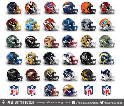 Designer Gives All 32 Nfl Helmets A Bold Makeover Nfl Football Helmets 32 Nfl Teams New Nfl