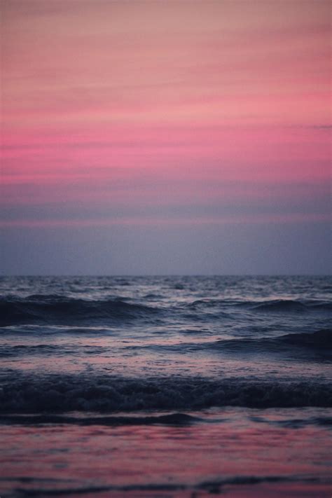 Pink Sky At The Beach Hd Wallpaper