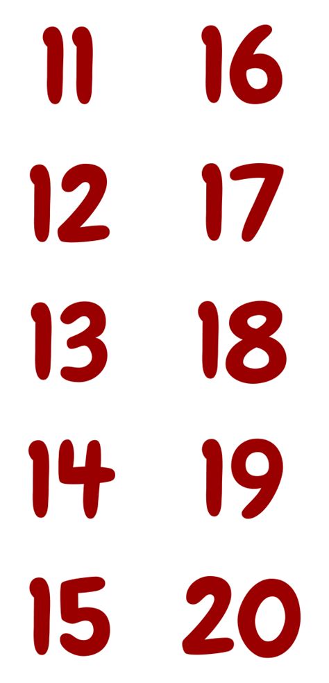 14 Printable Flashcards Numbers 11 20 Background Printables Collection