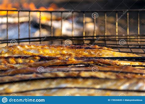 Bonfire Mackerel Fish Stock Image Image Of Grid Cooking 178534845