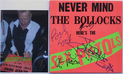 Sex Pistols Fully Autographed “never Mind The Bollocks” Lp With Photograph Of Signing