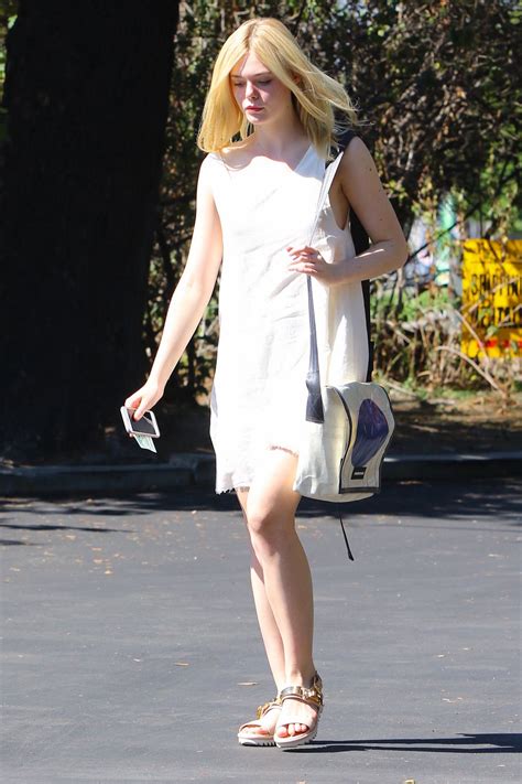 Elle Fanning In White Summer Dress Out In Hollywood October 2015