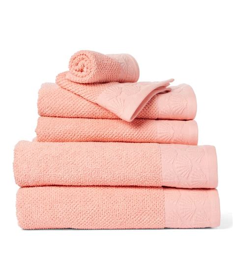 Constructed of premium egyptiancotton fibers, naturally. Coral Coastal Shell Six-Piece Towel Set | Coral bath ...