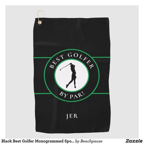 Black Best Golfer Monogrammed Sports For Her Green Golf Towel Zazzle