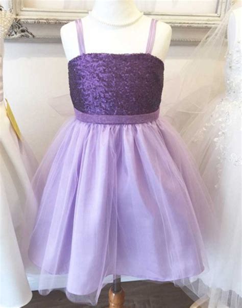 Buy Flower Girl Dress Sequined Bodice And Tulle Overlay Skirt Lilac