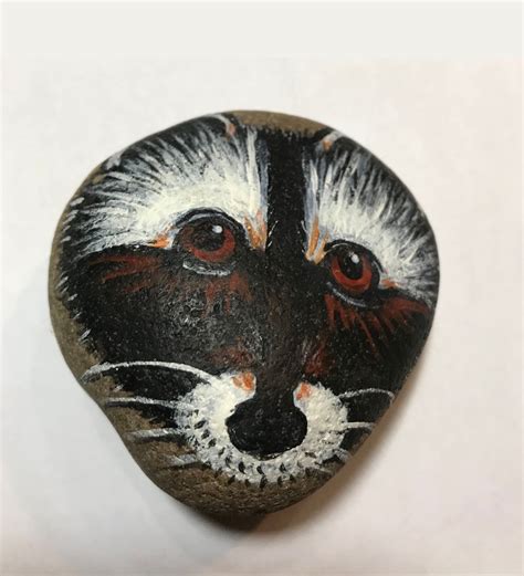 Custom Rock Painting Raccoon Painted With Acrylics Rock Etsy