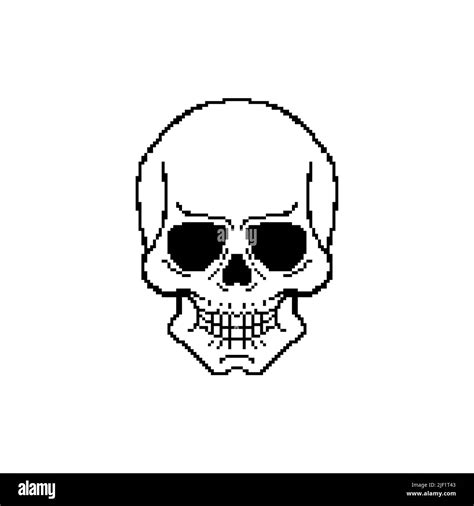 Anatomical Skull Pixel Art 8 Bit Skeleton Head Pixelated Vector