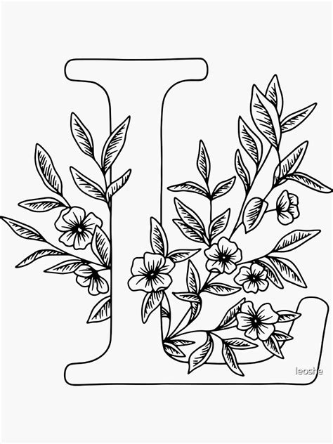 L Monogram Floral Botanical Sticker By Leoshe Redbubble