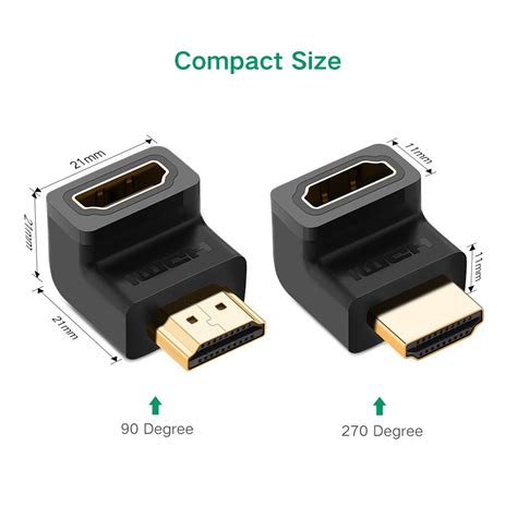 Ugreen Hdmi To Hdmi Adapters Right Angled And Left Angled Hdmi Coupler