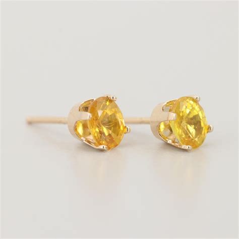 14k Yellow Gold Yellow Sapphire Stud Earrings Ebth