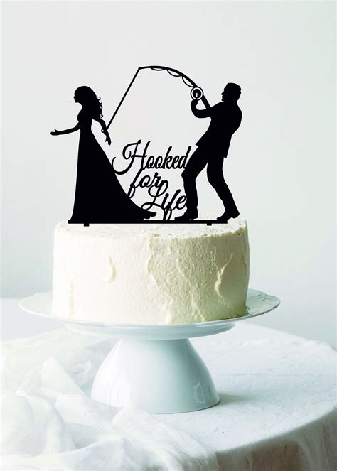 Groom Pulling Bride Wedding Cake Topper Hooked For Life Etsy