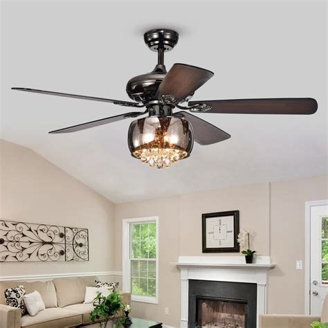 This ranier light ceiling fan boasts timeless good looks with its elegantly designed crystal light kit and brushed metal blades. House of Hampton 52" Lakey 5 Blade Ceiling Fan, Light Kit ...