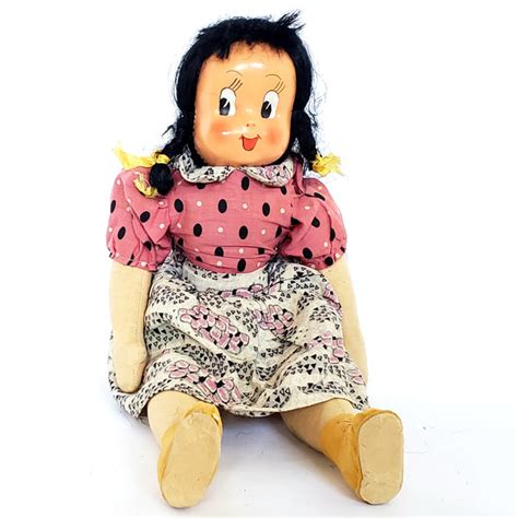 Little Lulu Poland Stuffed Cloth Doll 15 Hard Plastic Mask Face Joint Zsinta