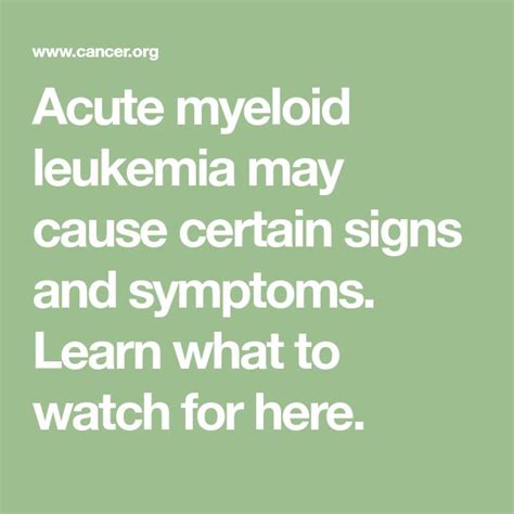Acute Myeloid Leukemia May Cause Certain Signs And Symptoms Learn What