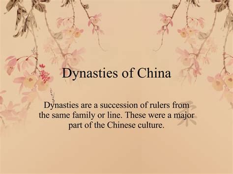 Dynasties Of China Ppt