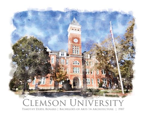 Clemson University Tillman Hall Watercolor Print Personalization