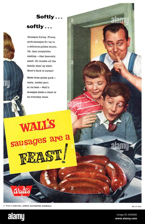 1958 British Advertisement For Walls Pork Sausages Stock Photo Alamy
